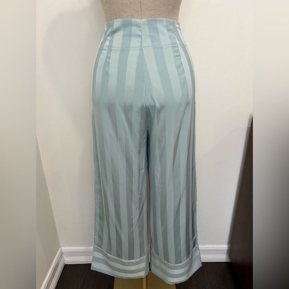 VERA & LUCY - Mint Striped Silky Trouser & Blazer Suit Size S - Picture 4 of 16
